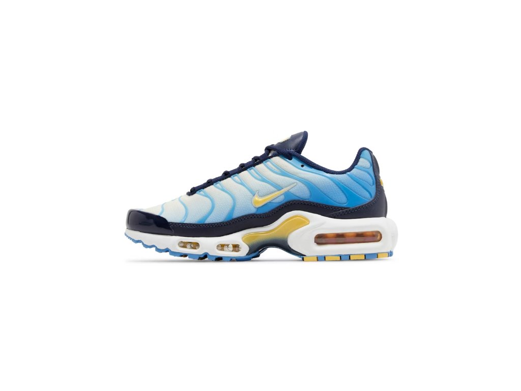 Air max plus white blue yellow on sale