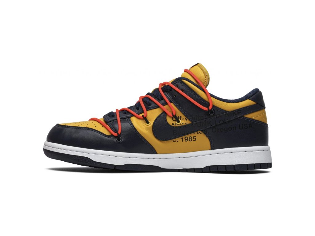 Nike Dunk Low Off White University Gold Midnight Navy THE BEAST