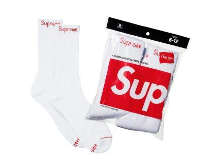 Supreme Hanes Crew Socks White