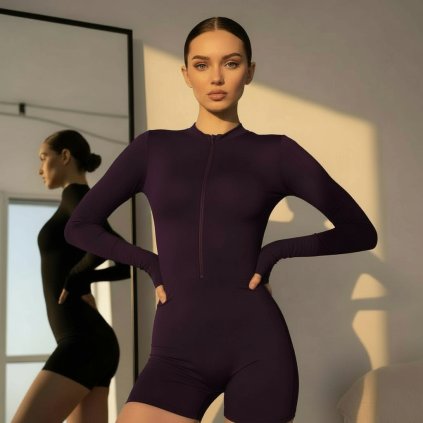 Dámsky športový overal s dlhým rukávom z elastického materiálu