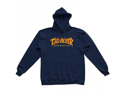 THRASHER FIRE LOGO HOOD NAVY