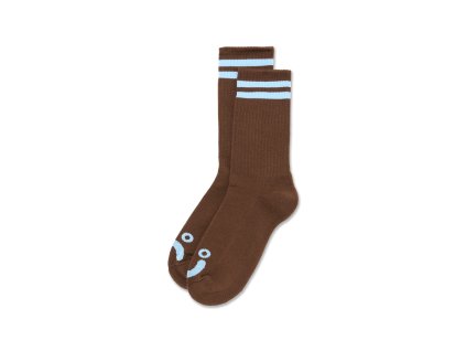 Polar Skate Co W25 Rib Socks Happy Sad Brown Blue 1