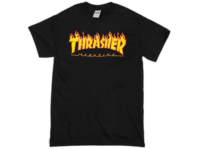 Thrasher Flame Logo Black T Shirt