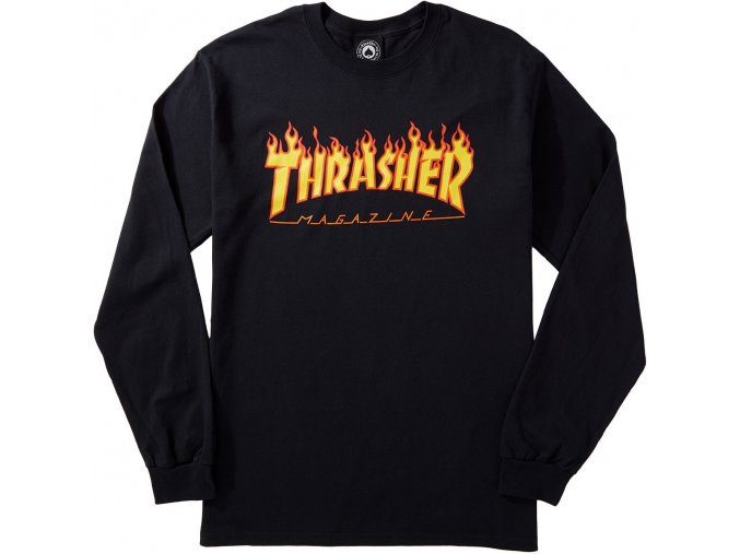 THRASHER FLAME LOGO LONGSLEEVE BLACK