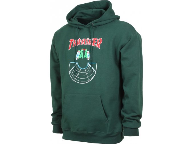 thrasher doubles hoodie forest