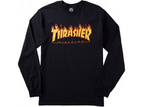 THRASHER FLAME LOGO LONGSLEEVE BLACK