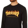 THRASHER FLAME LOGO LONGSLEEVE BLACK