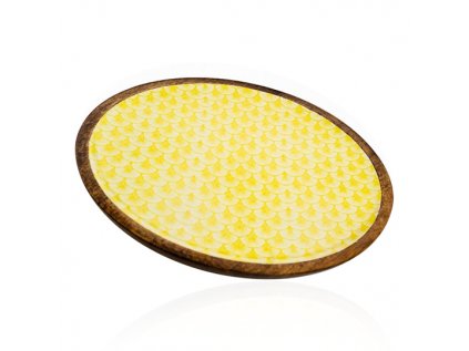 Talíře 0000 94 2 kulaty servirovaci tac z mangoveho dreva kolekce yellow happiness