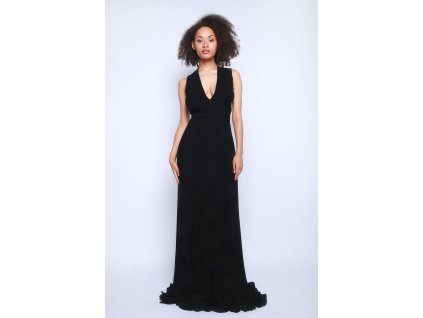 Dlouhé černé šaty s výstřihem Hugo Boss