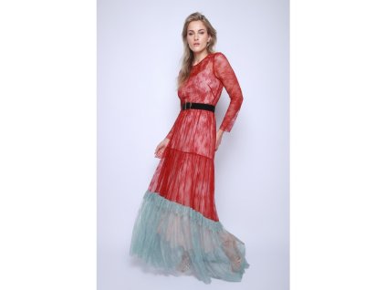 Dlouhé červené krajkové šaty Philosophy