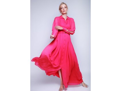 Dlouhé vzdušné růžové šaty Pinko