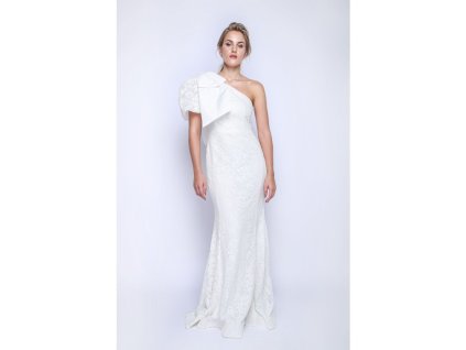 Dlouhé bílé krajkové šaty Rebecca Vallance