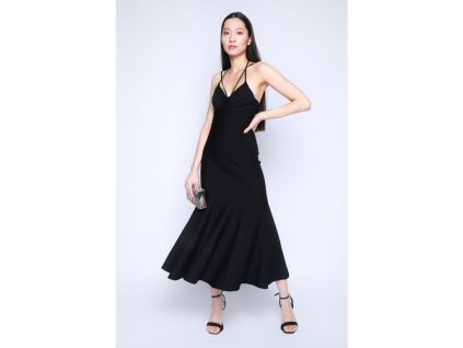 Černé midi šaty na ramínka Alexander McQueen