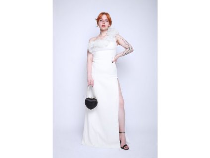 Dlouhé bílé šaty na jedno rameno Giambattista Valli