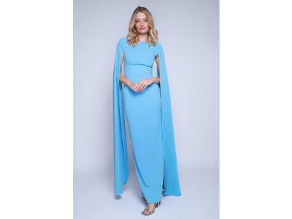 Dlouhé modré šaty s maxi rukávy Solace London