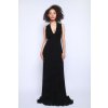 Dlouhé černé šaty s výstřihem Hugo Boss