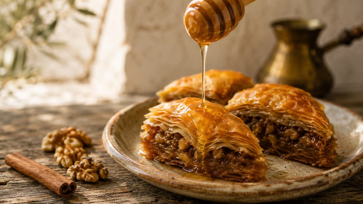Baklava: tradiční řecký recept s vlašskými ořechy a medem