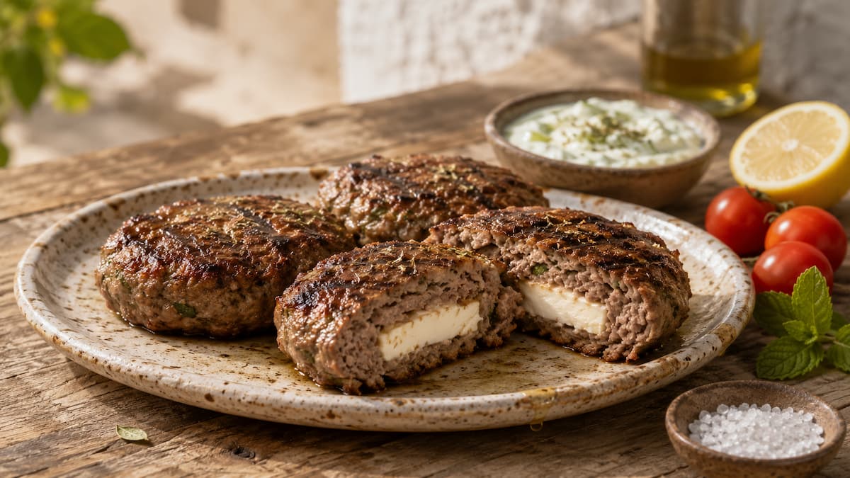 Bifteki (řecké karbanátky s fetou): recept na gril