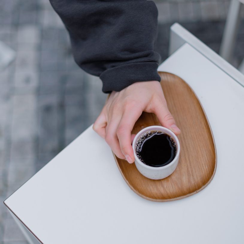 Drinking black coffee Drinking black coffee