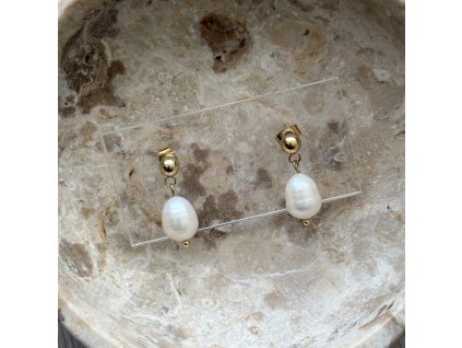 Náušnice - Gold & Pearl Drop