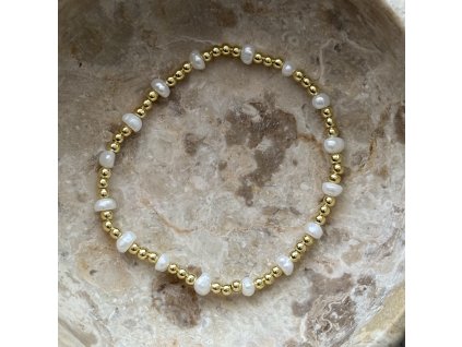 Náramek - Pearls & Triple Gold