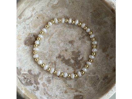 Náramek - Pearls & Gold Medium