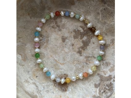 Náramek - Mini Pearls Rainbow
