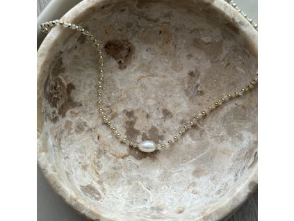 Náhrdelník - Golden Pearl Drop