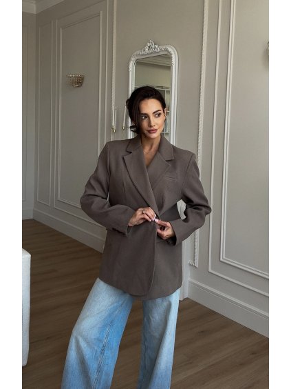 Hnědé bavlněné sako Nonchalant