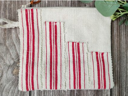 Piros csíkos vászon neszeszer