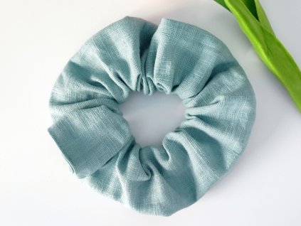 Világos türkiz lenvászon hajgumi 15cm