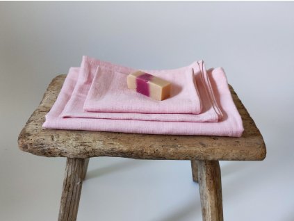rózsaszín lenvászon törölköző garnitúra