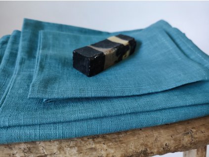 türkizkék lenvászon törölköző garnitúra