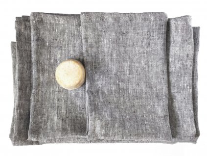 fekete lenvászon törölköző szett 4db