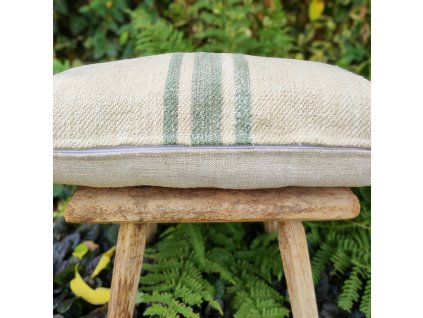 Zöld csíkos kendervászon párna