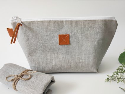 Szürke lenvászon talpas neszesszer