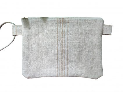 barna csíkos kendervászon kozmetikai táska