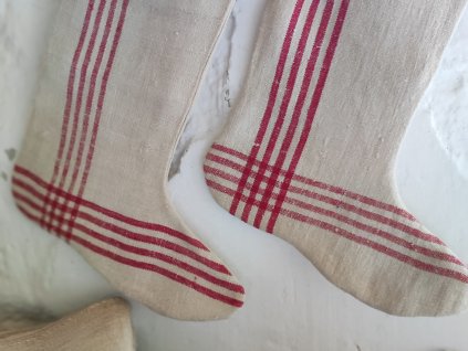 piros vintage textil mikulás csizma