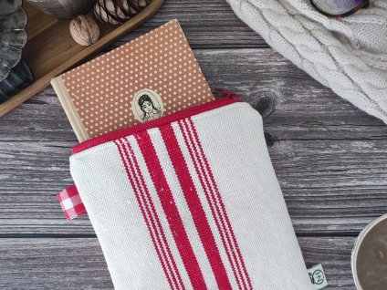 piros csíkos régi vászonból készült könyvtok