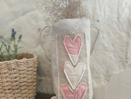 Country szíves falizseb textil tároló