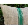 Zöld csíkos régi vászon párna