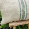 Zöld csíkos kendervászon párna