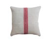 Piros csíkos vászon párnahuzat 45x45