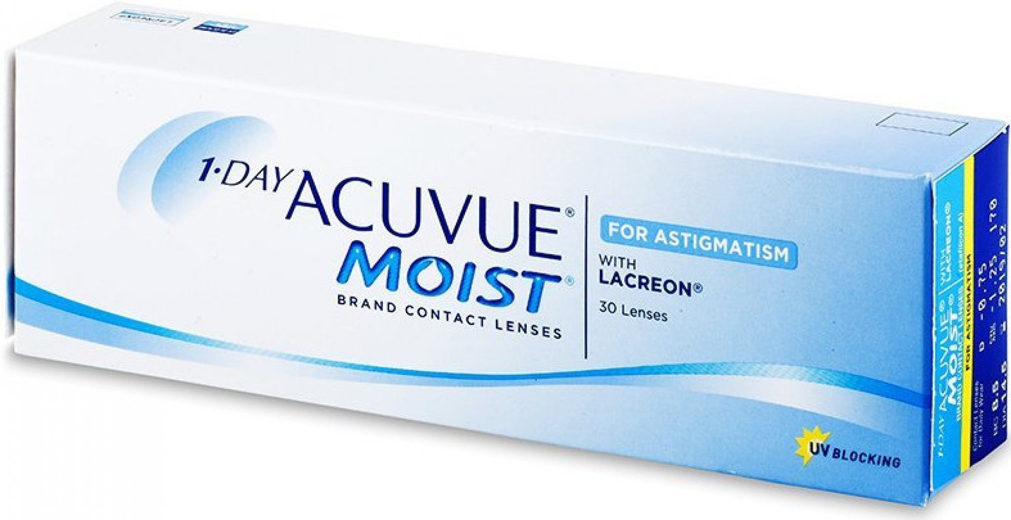 Acuvue Moist 1 Day pro astigmatismus (30 čoček) Cylindr x Osa: -0.75 x 180, Dioptrie: -5.25