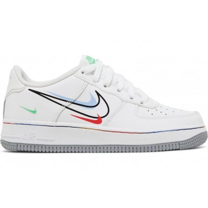 AIR FORCE 1 LOW MULTI SWOOSH (GS) V bílé barvě