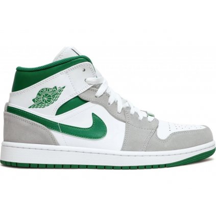 JORDAN 1 MID GREY GREEN V BÍLO-ZELENÉ BARVĚ