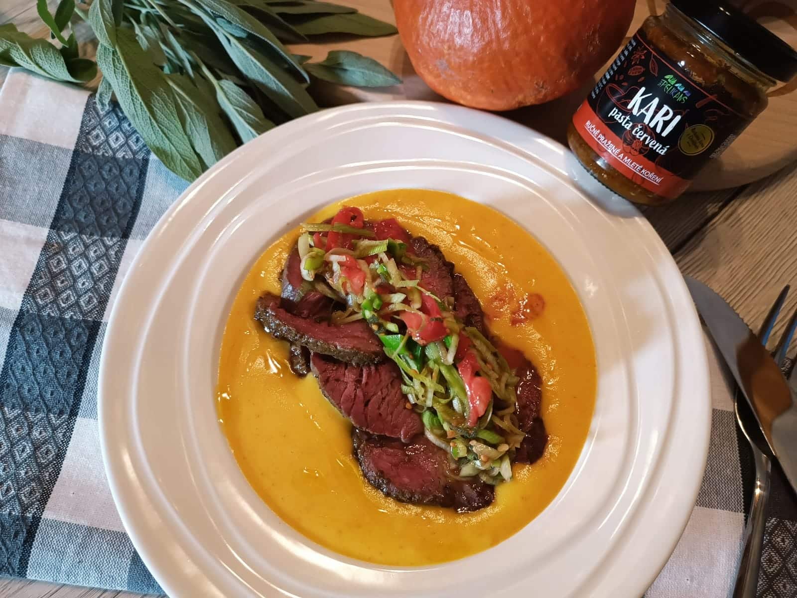 Roastbeef s dýňovým pyré