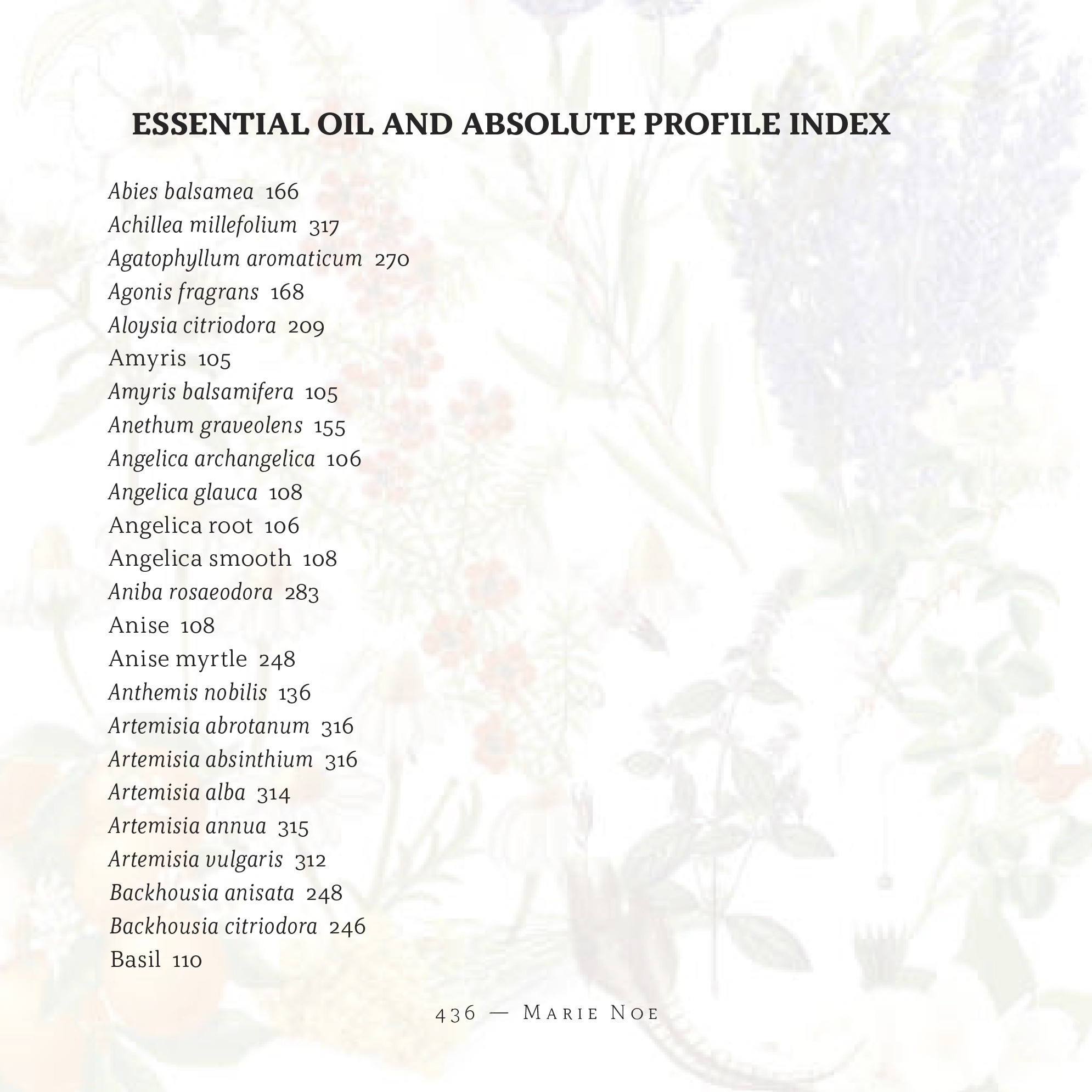 Essential Oil and Absolute Profile Index