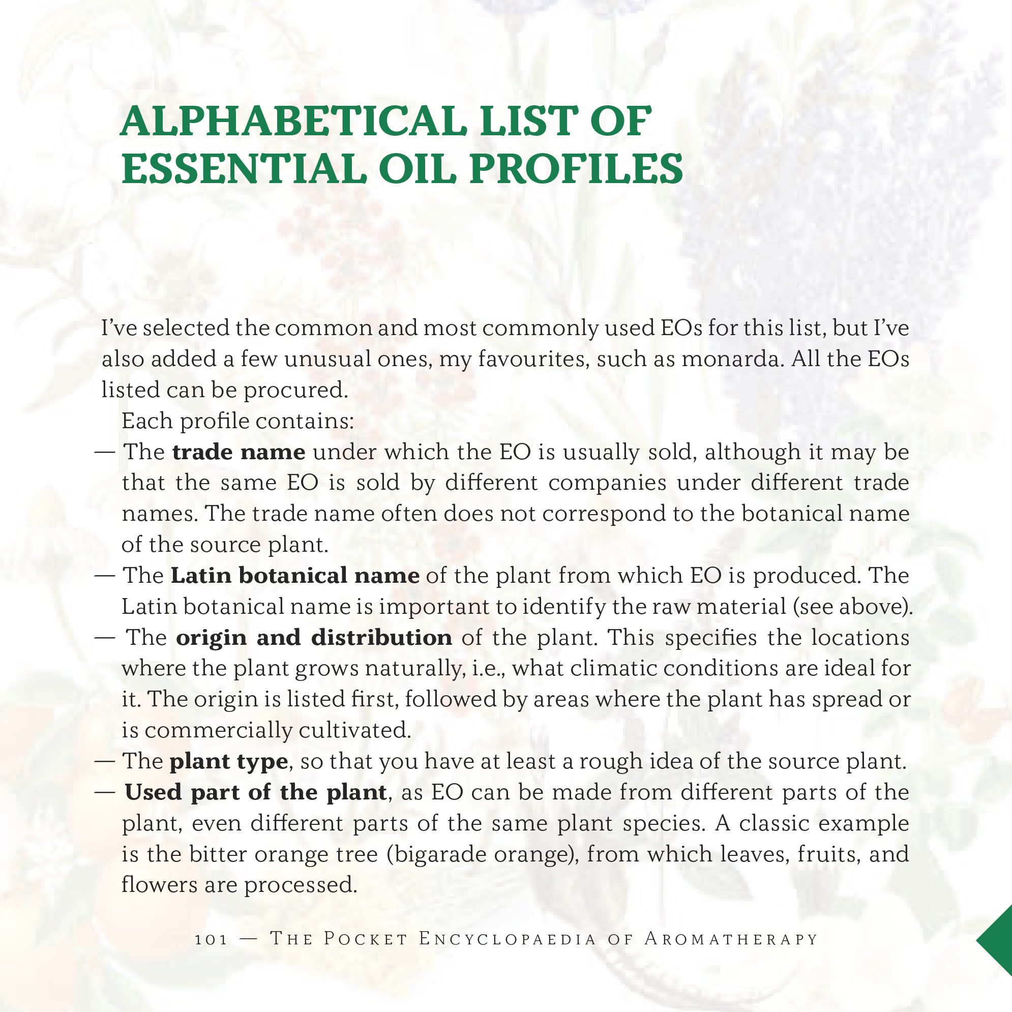 List of Essential Oil Profiles