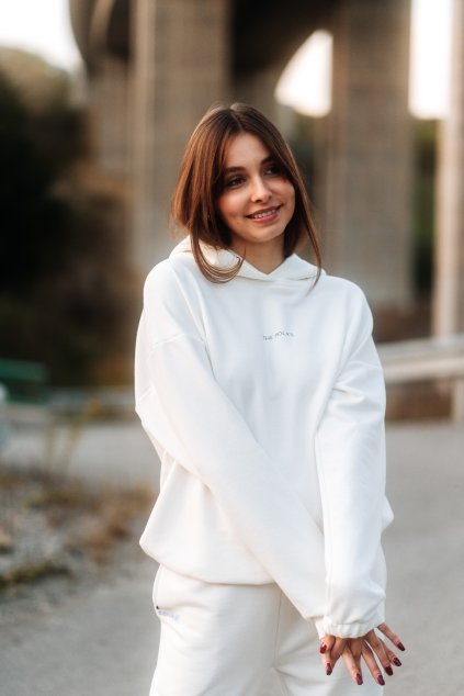 Mikina s kapucňou - THIN Ecru (Veľkosť XS)